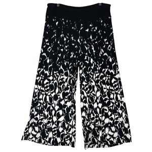 Joseph Ribkoff Abstract Artsy Wide Leg Pull On Palazzo Pants Sz 14 Art Deco B&W